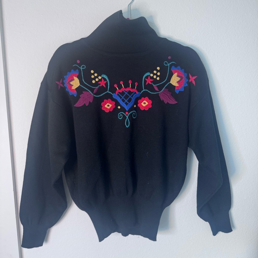 Embroidered Black Sweater